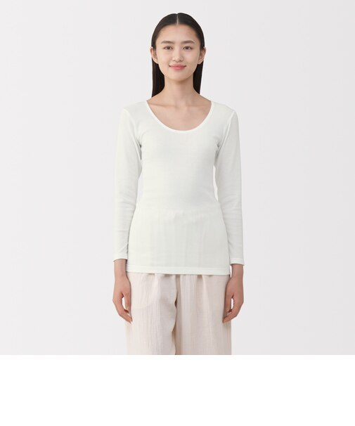 婦人　あったか綿　Ｕネック八分袖Ｔシャツ