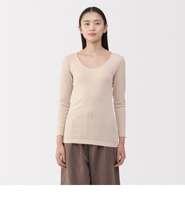 婦人　あったか綿　Ｕネック八分袖Ｔシャツ