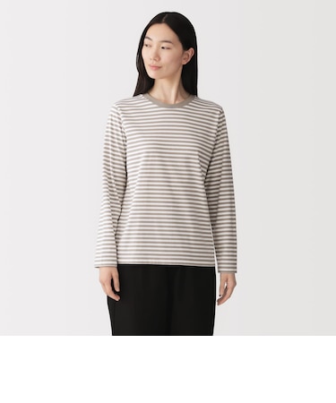 婦人　天竺編みクルーネック長袖Ｔシャツ