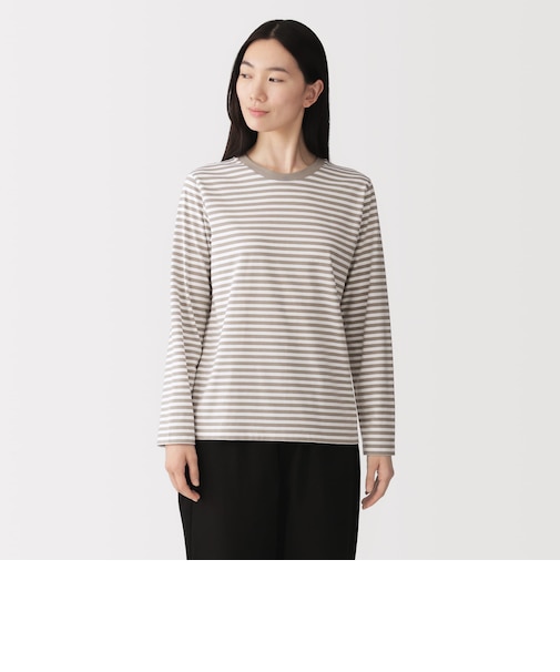 婦人　天竺編みクルーネック長袖Ｔシャツ