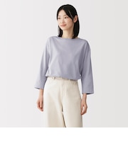 婦人　天竺編みボートネック七分袖Ｔシャツ