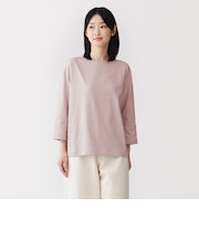 婦人　天竺編みボートネック七分袖Ｔシャツ
