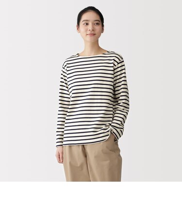 婦人　太番手ボートネック長袖Ｔシャツ