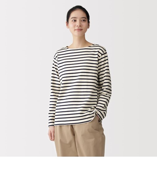 婦人　太番手ボートネック長袖Ｔシャツ