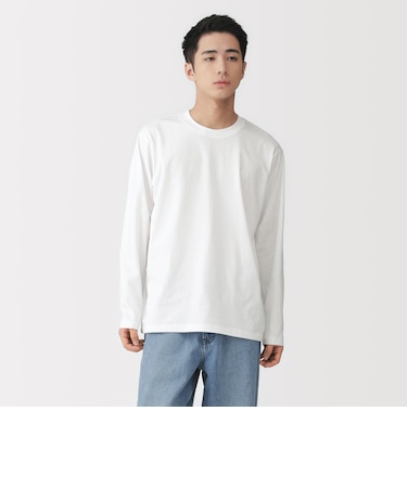 紳士 天竺編みクルーネック長袖Tシャツ