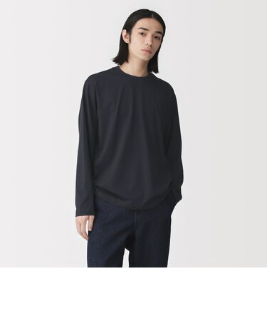 紳士 天竺編みクルーネック長袖Tシャツ