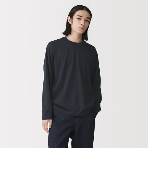 紳士 天竺編みクルーネック長袖Tシャツ