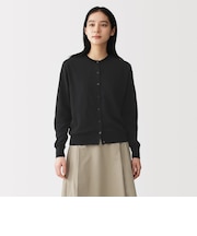 婦人 UVカット強撚コットンクルーネックカーディガン