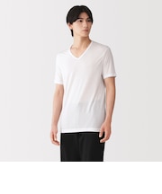 紳士　脇に縫い目のない　なめらか　Ｖネック半袖Ｔシャツ