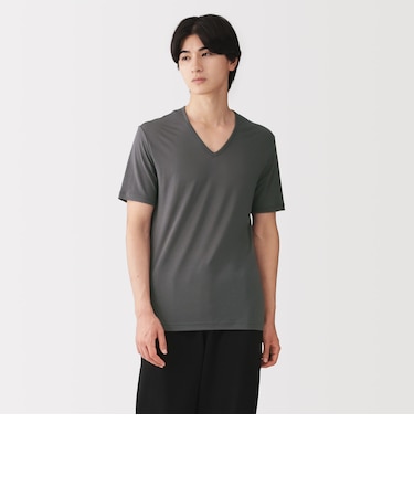 紳士 脇に縫い目のない なめらか Vネック半袖Tシャツ