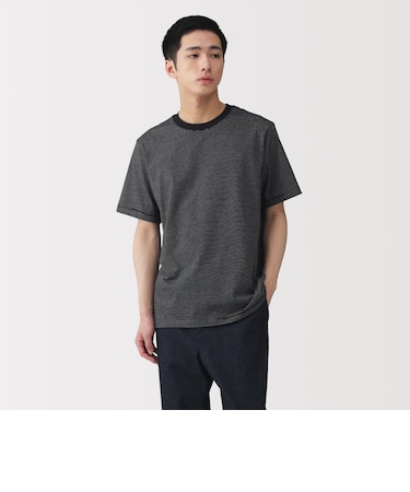 紳士　天竺編みクルーネック半袖Ｔシャツ（ボーダー）