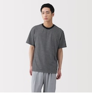 紳士 天竺編みクルーネック半袖Tシャツ(ボーダー)
