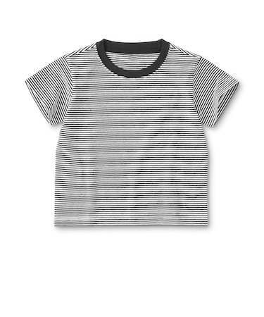 ベビー あたまするっと 綿天竺編みクルーネック半袖Tシャツ ボーダー