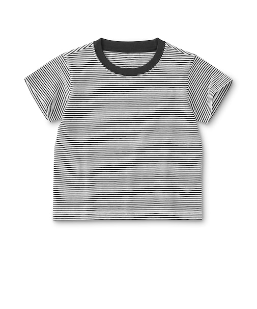 ベビー あたまするっと 綿天竺編みクルーネック半袖Tシャツ ボーダー