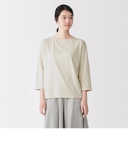 婦人　天竺編みボートネック七分袖Ｔシャツ