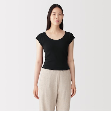 婦人　フライス編みフレンチスリーブＴシャツ