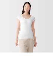 婦人　フライス編みフレンチスリーブＴシャツ