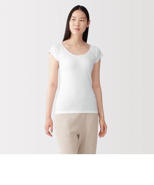 婦人　フライス編みフレンチスリーブＴシャツ