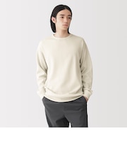 紳士　素材に還るワッフル編みクルーネック長袖Ｔシャツ