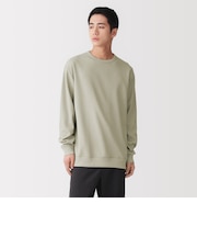 紳士　素材に還るワッフル編みクルーネック長袖Ｔシャツ