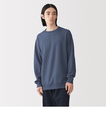 紳士　素材に還るワッフル編みクルーネック長袖Ｔシャツ