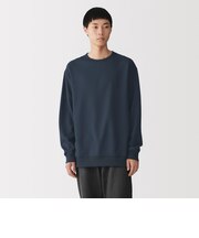 紳士　素材に還るワッフル編みクルーネック長袖Ｔシャツ