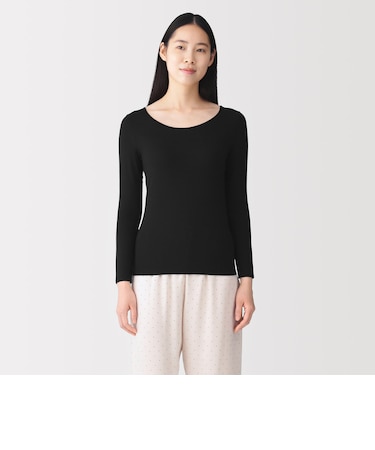 婦人 着るスキンケア Uネック長袖Tシャツ