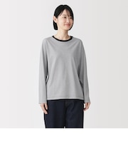 婦人 天竺編みクルーネック長袖Tシャツ