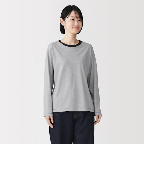 婦人　天竺編みクルーネック長袖Ｔシャツ
