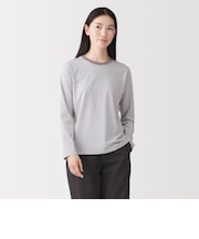 婦人 天竺編みクルーネック長袖Tシャツ