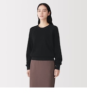 婦人　ワッフル編みクルーネック長袖Ｔシャツ