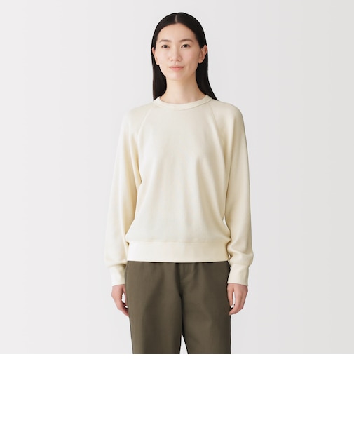 婦人　ワッフル編みクルーネック長袖Ｔシャツ