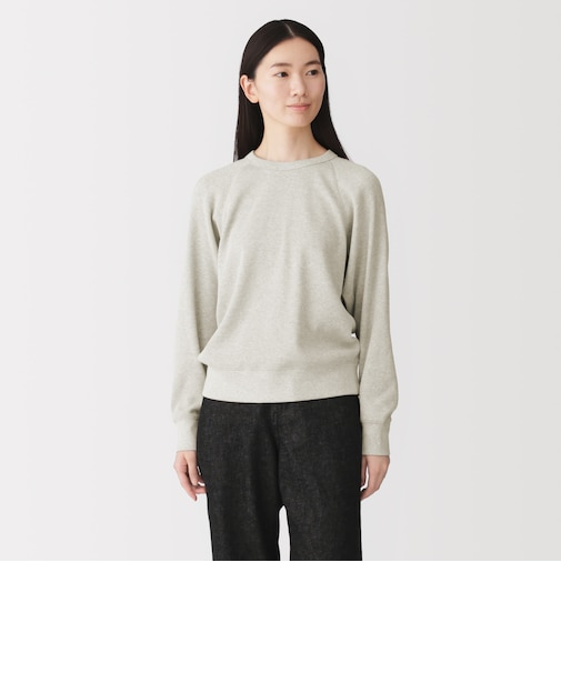 婦人 ワッフル編みクルーネック長袖Tシャツ