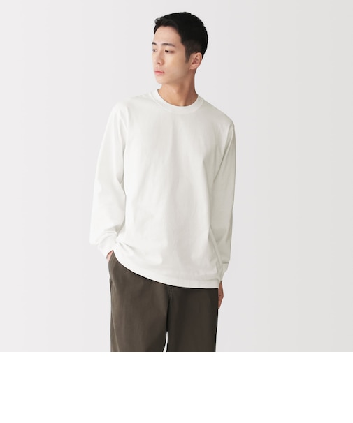 紳士 洗いざらし太番手クルーネック長袖Tシャツ