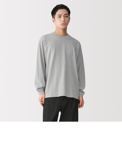 紳士 洗いざらし太番手クルーネック長袖Tシャツ