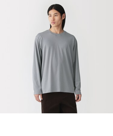 紳士 天竺編みクルーネック長袖Tシャツ