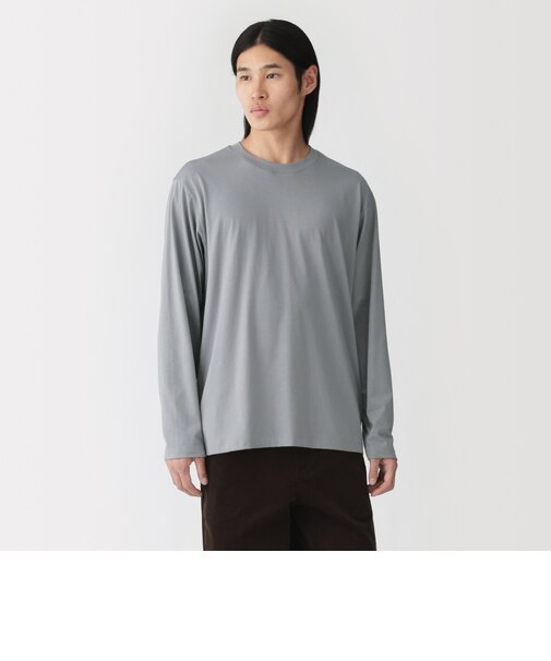 紳士 天竺編みクルーネック長袖Tシャツ