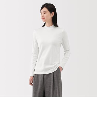 婦人 起毛フライス編みハイネック長袖Tシャツ