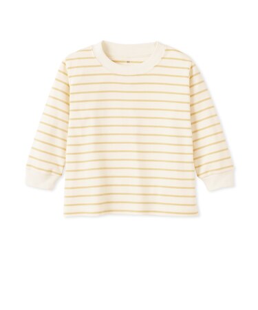 ベビー あたまするっと両面起毛クルーネック長袖Tシャツ