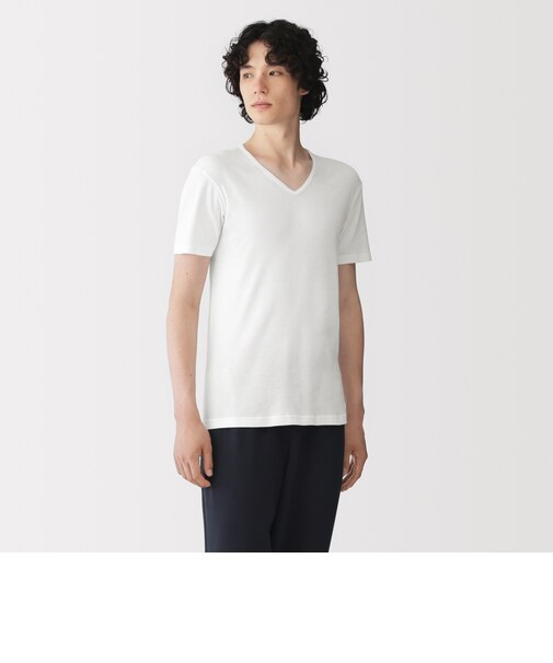 紳士　あったか綿　Ｖネック半袖Ｔシャツ