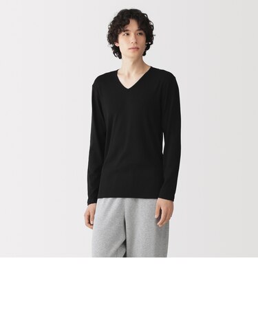 紳士　あったか綿　Ｖネック長袖Ｔシャツ
