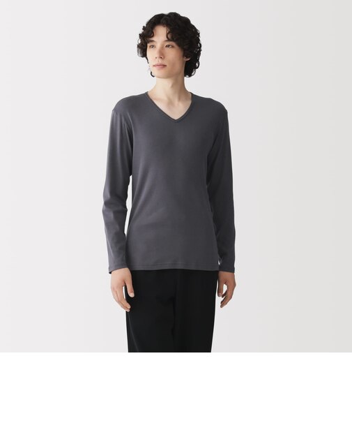 紳士 あったか綿 Vネック長袖Tシャツ