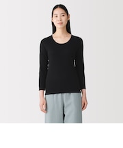 婦人 あったか綿 厚手 Uネック八分袖Tシャツ