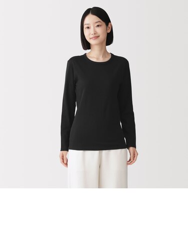 婦人 あったか綿 厚手 クルーネック長袖Tシャツ
