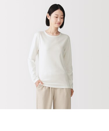婦人 あったか綿 厚手 クルーネック長袖Tシャツ