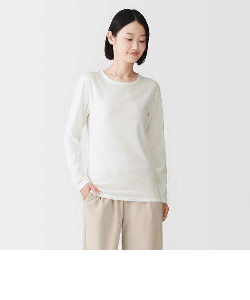婦人 あったか綿 厚手 クルーネック長袖Tシャツ