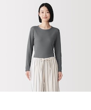 婦人 あったか綿 厚手 クルーネック長袖Tシャツ