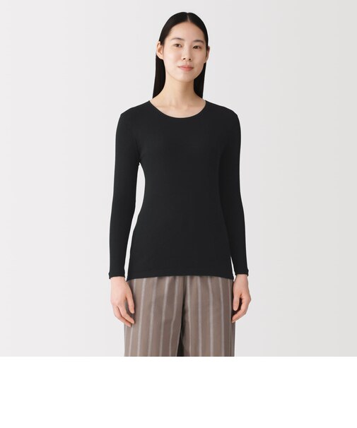 婦人 あったか綿 クルーネック長袖Tシャツ