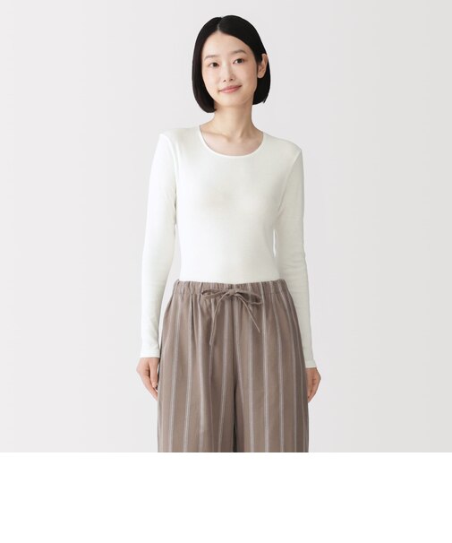 婦人　あったか綿　クルーネック長袖Ｔシャツ