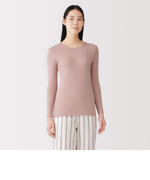 婦人 あったか綿 クルーネック長袖Tシャツ